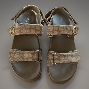 Guess Scane Brown Logo Strap Comfort Sandals Women’s 7.5